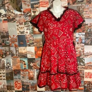 Vintage Handmade Women’s Western Bandana Print Dress